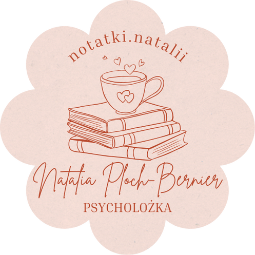 logo notatki Natalii, it includes a cup of coffee on few books